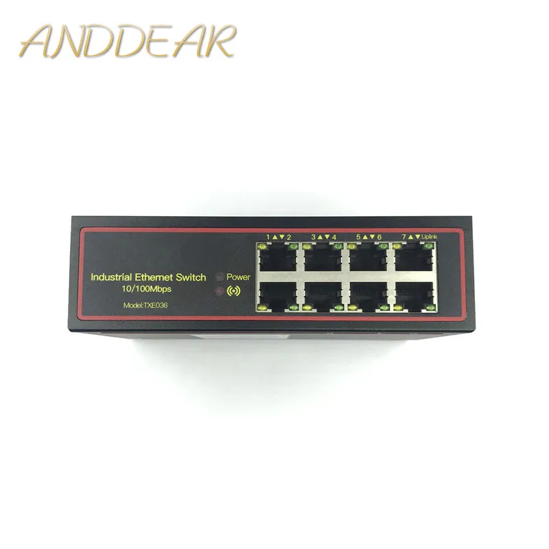 5 в-58 в 8 портов 10/100 м DIN-рейка неуправляемые промышленные коммутаторы Ethernet сетевой