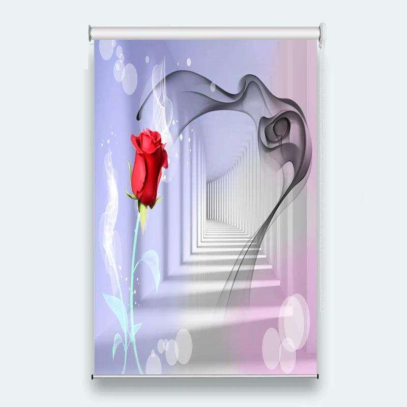 

3d Roller Blinds For Living room Bedding room Sunscreen Roller Blinds European rose Photo Roller Curtains