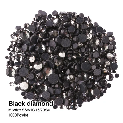 Black diamond 17 цветов для вас смешанный размер исправление горный хрусталь фуксия стеклянные камни SS6-SS30 - Цвет: Black diamond