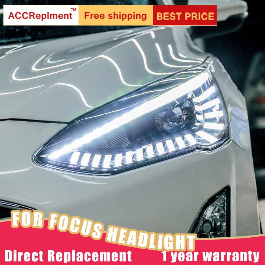 2 шт. светодиодный ные фары для Ford Focus 2019-2020 Автомобильные ангельские глазки