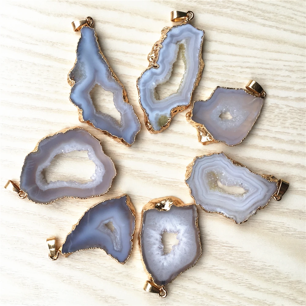 Подвески Geode Drusy Druzys с гальваническим покрытием из натурального бразильского