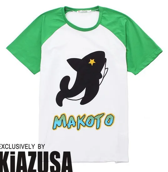 New Free Shipping Japanese Anime Free! Iwatobi Swim Club Raglan T-shirt Haruka Nanase Makoto Tachibana Dolphin |
