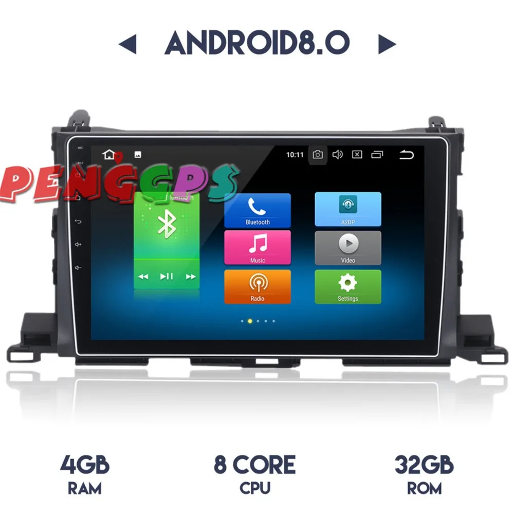 Android 8 0 7 1 gps Navi автомобильный Радио стерео головное устройство для Toyota Highlander 2015 2016
