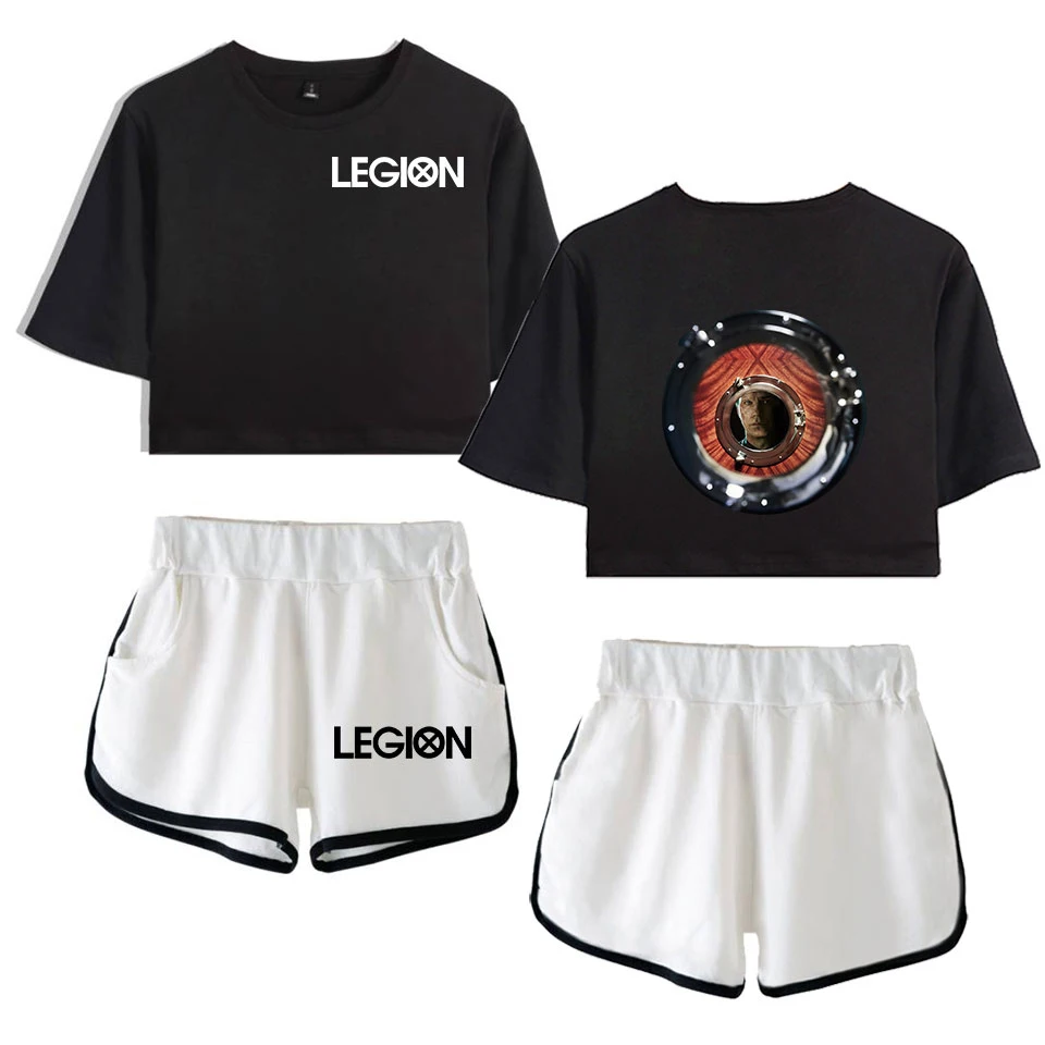 Женский комплект из двух предметов Legion 2D модный короткий топ с коротким рукавом +