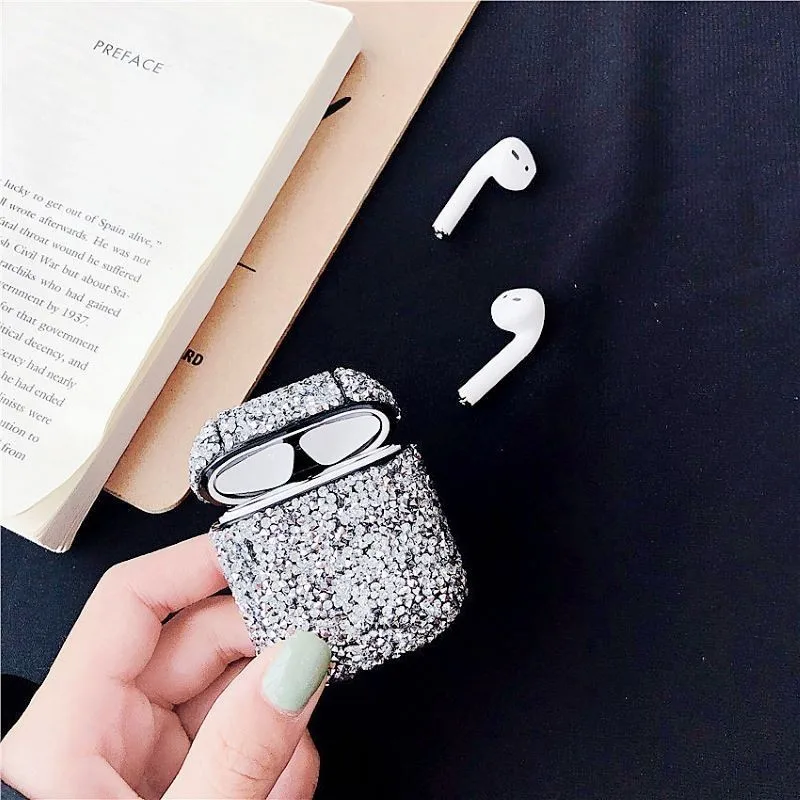 Цветной чехол для наушников стразы аксессуары Apple Airpods Bluetooth блестящий