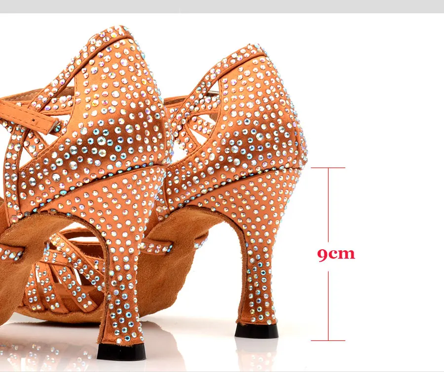 Ladingwu/Новинка; Танцевальная обувь для латинских танцев; женские лазерные стразы; цвет бронзовый, шелк, атлас; Цвет Черный; Обувь для бальных танцев; танцевальные босоножки для сальсы