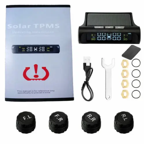 

LCD Car Solar TPMS Tire Pressure Monitoring System Wireless+4 External Sensor GW