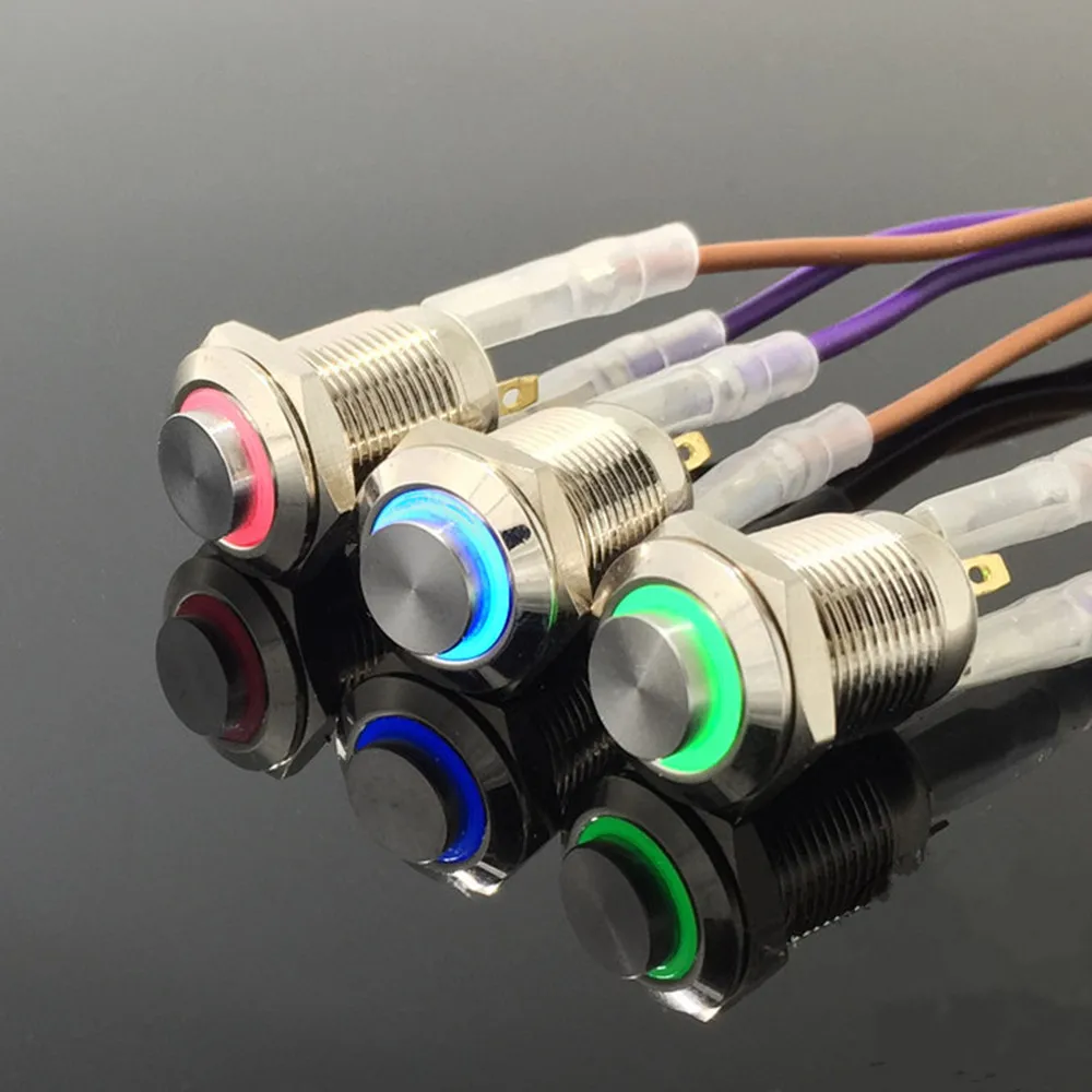 

12 мм высокий круглый водонепроницаемый мгновенный металлический светодиодный сигнал из нержавеющей стали ярсветильник автомобильный сигнал 3 в 5 в 12 В 24 В