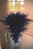 led bulbs handicraft hotel decor dark blue color large murano glass chandelier lighting