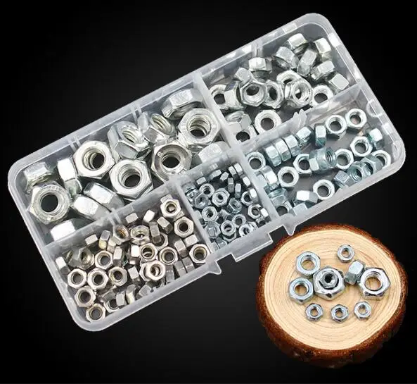 

1box Iron galvanized hex nut screw cap flat pad meson washer set M3M4M5M6M8