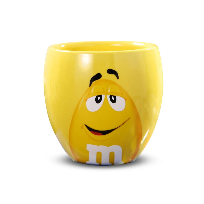 1 yellow Милые мм бобы кофе молоко Cupcup керамика цвет глазури фруктовый сок чайная чашка с блюдцем воды чай чаша Oatmea воды инструмент - Цвет: 1 yellow