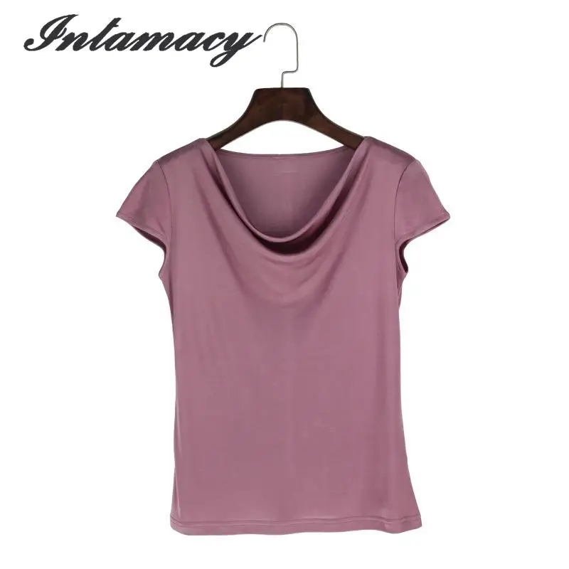 Новинка лета 100% вязаная футболка из натурального шелка женская рубашка без