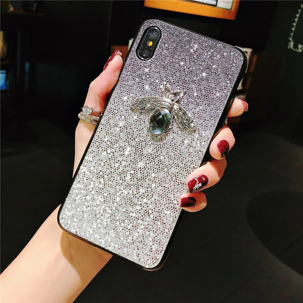 Для samsung Galaxy S8 S9 S10 S7 Plus роскошный чехол с розами и бриллиантами для samsung Note9 8 A6 A7 A8 A9+ Plus Сияющий Фламинго пчела чехол для телефона