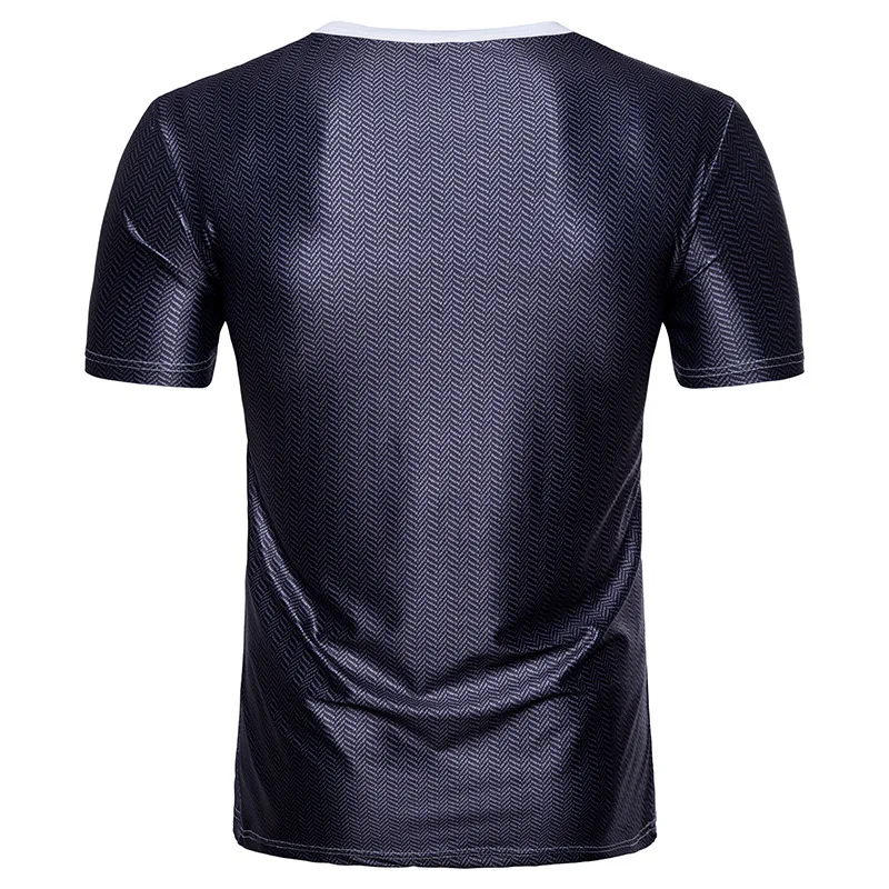 3D поддельные два костюма печати Круглый воротник с коротким рукавом мужская