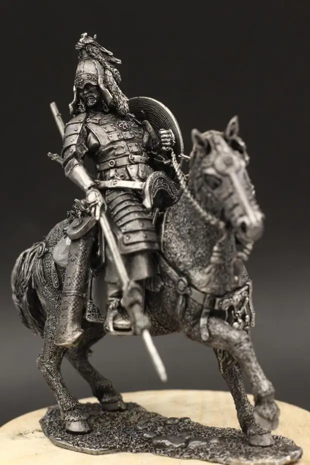 

Exquisite Mongolian Imperial Cavalry 1/24 Tin Metal Ancient Soldier Model Miniature Figurines Home Decoration Accessories 75mm