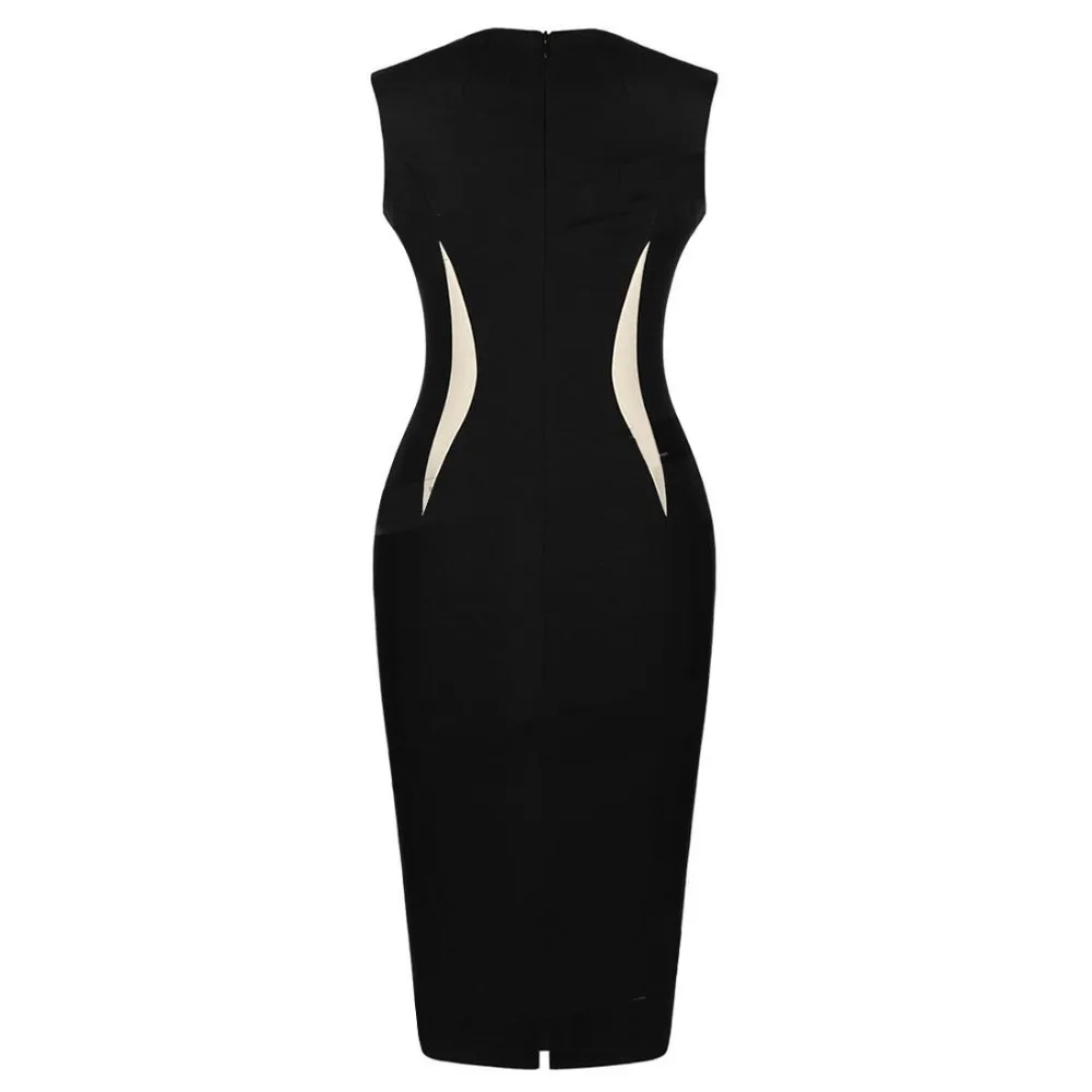 2017 women wearing sexy summer fashion collar sleeveless dress color stitching pencil | Женская одежда