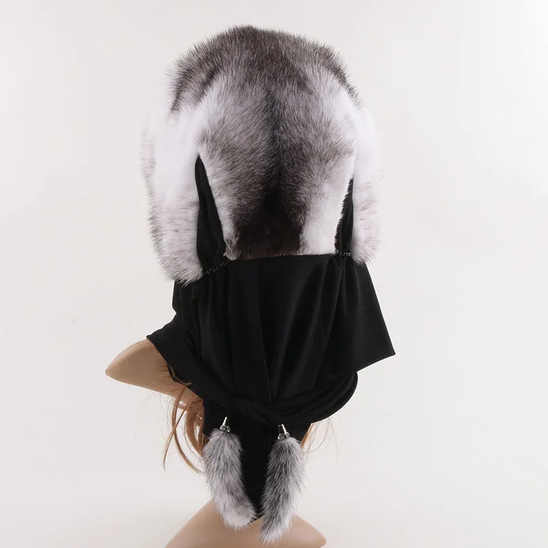 Роскошные зимние шапки из цельного меха норки для женщин с меховыми помпонами