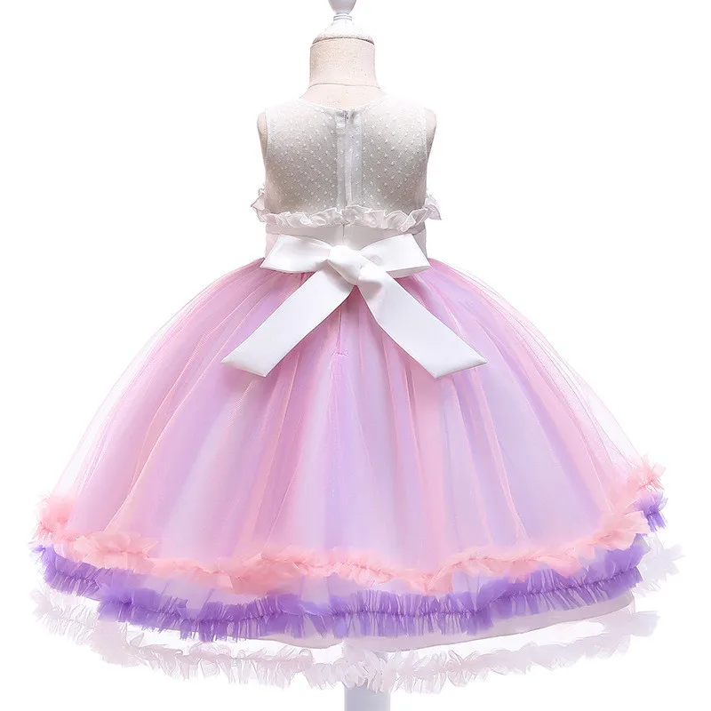 Dress girl princess Fancy Kids Unicorn Tulle for Girls Embroidery Ball Gown Baby Flower Wedding Party Costumes | Детская одежда и