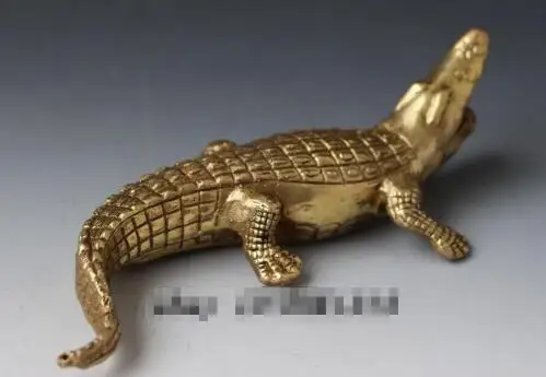 YM 305 china fengshui copper Brass Ferocity Crocodile Alligator fish Animal art statue | Дом и сад