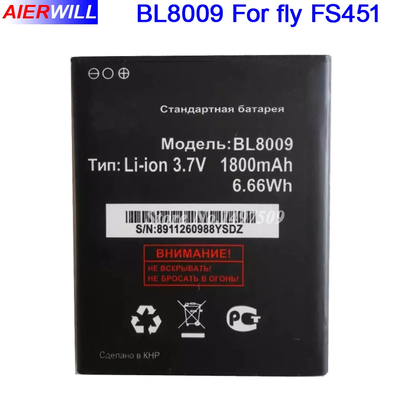 Аккумулятор BL8009 для fly FS451 Nimbus 1 аккумулятор 1800 мАч высокое качество|Аккумуляторы