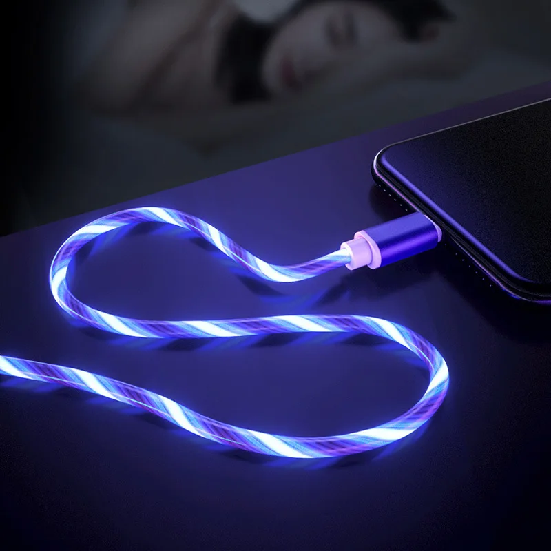 Светящийся USB-кабель 2 4 А для iPhone XS Max XR X 8 7 6s Plus Type-C Micro USB светящийся провод быстрой