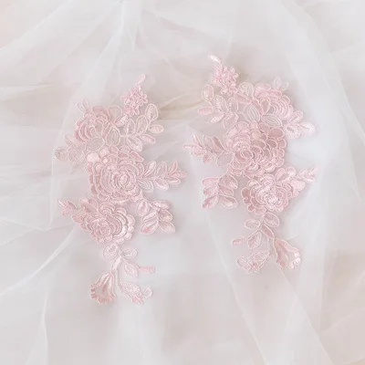 Pink 10 шт цветов, Цветочная Кружевная аппликация, цветочное украшение, кружевная ткань для одежды, аксессуары, ПРИШИТАЯ ткань, костюм, ремесло - Цвет: Pink