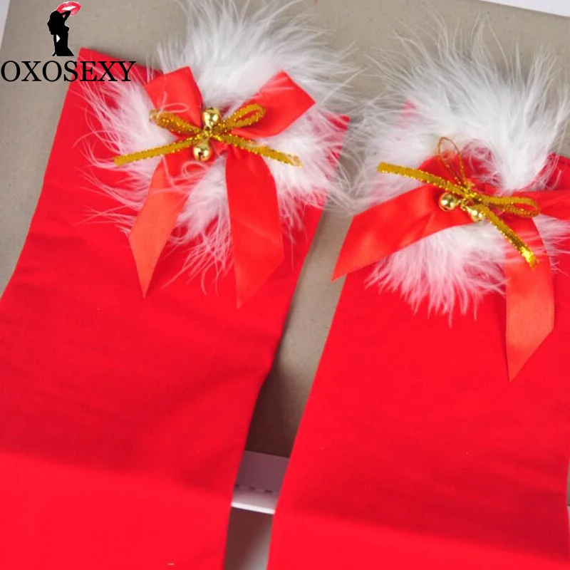 Черные Нейлоновые женские сексуальные чулки с красным бантом на Рождество выше