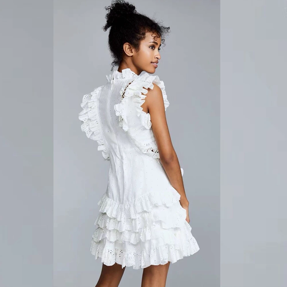 

Newest Sleeveless White Elegant Sexy Summer Women 2019 Ruffles Chic Summer Mini Clubwear Solid Party Night Out Vestidos Festa