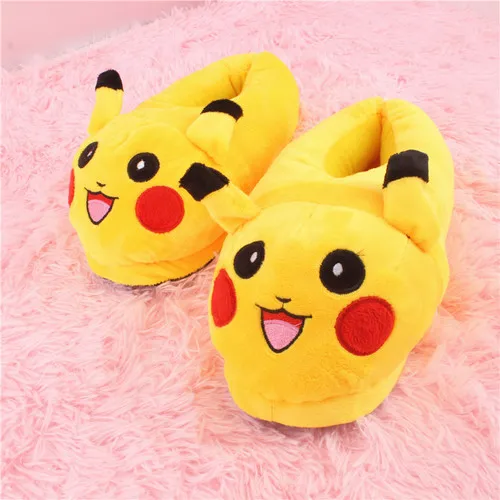 WHOHOLL/хлопковые тапочки в японском стиле с изображением Pokenom Pikachu; домашняя обувь для влюбленных женщин на толстой подошве; нескользящая и теплая подошва - Цвет: 5