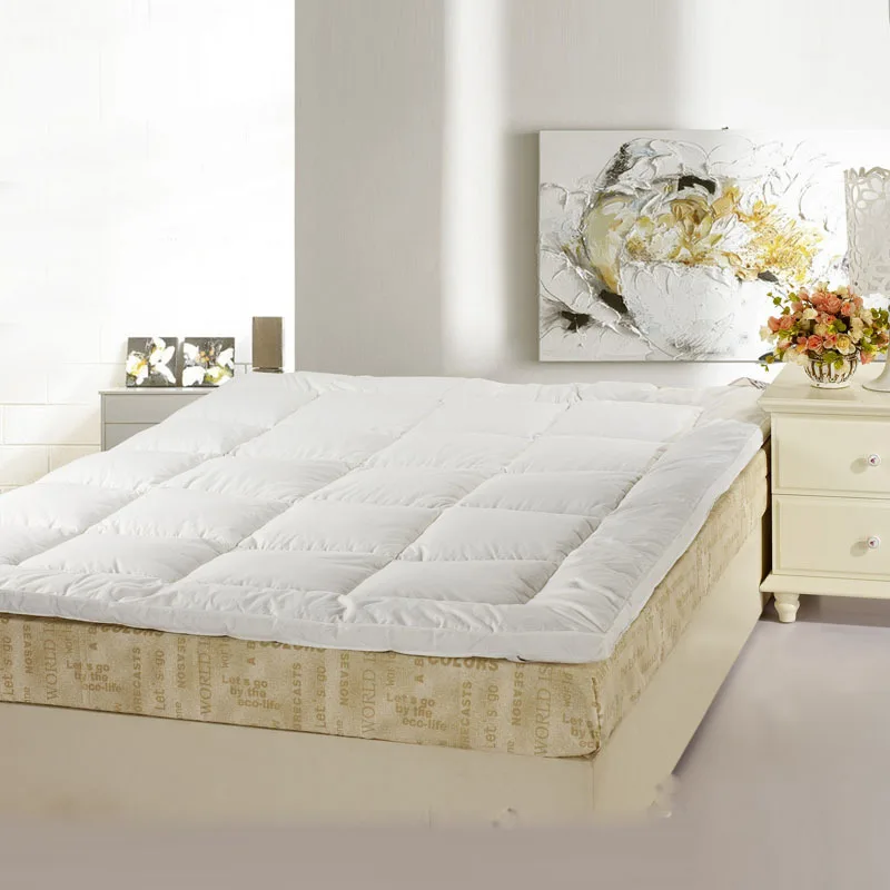 Новый 5 см кровать белый утолщение складной роскошный утиный пух матрас верх 100%