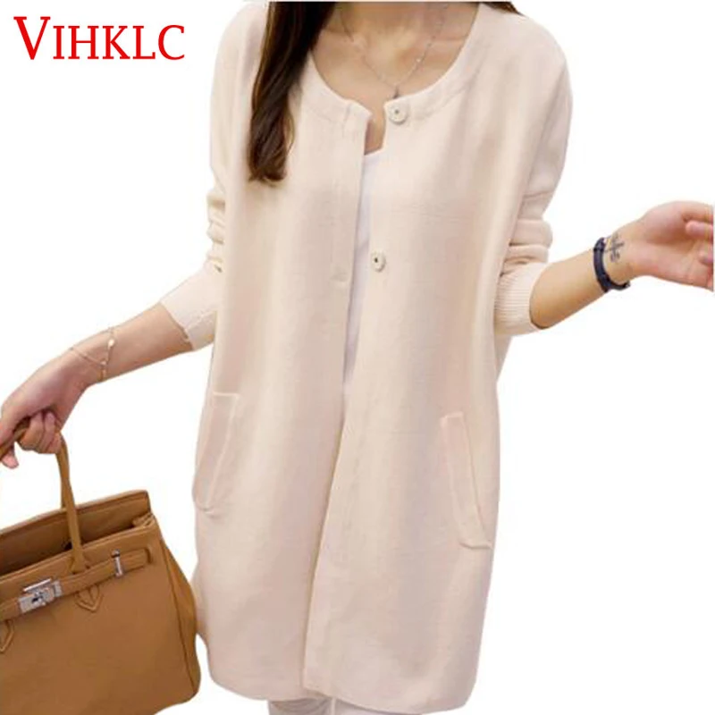 2018 New Arrivals Covered Button Long Cardigan Women Sleeve Knit Cardigans Autumn Winnter Sweater Poncho H958 |