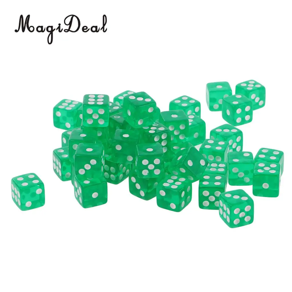 MagiDeal 50 шт в наборе прозрачные игральные кости D6 6 кубика 12 мм для настольных игр
