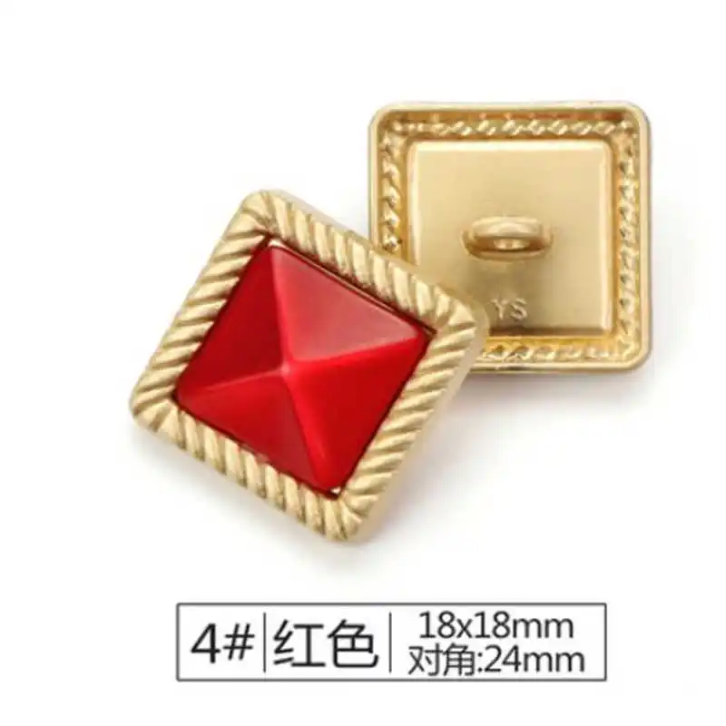 red 18x18mm 5 шт., 18-25 мм, металлические пуговицы для пальто, кардиган, вязаные свитера, Ручное шитье, брендовые аксессуары для одежды, материал «сделай сам» - Цвет: red 18x18mm