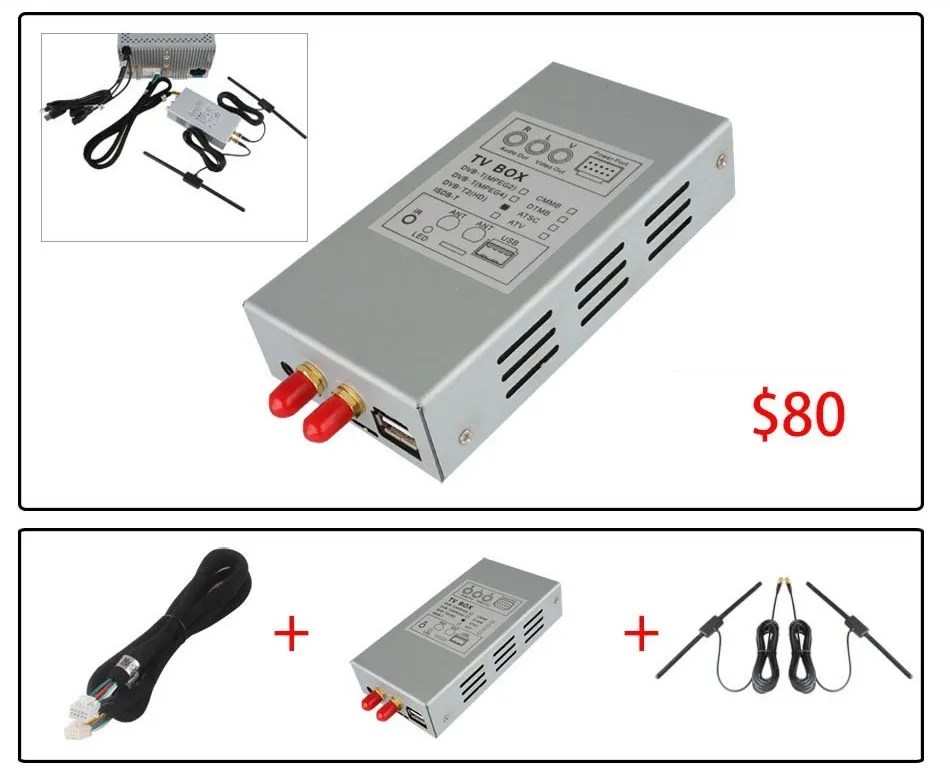 Высокая скорость HD Автомобильный ТВ-тюнер мобильный DVB-T T2 MPEG-4 цифровой ТВ приемник коробка двойные антенны для России Европейский