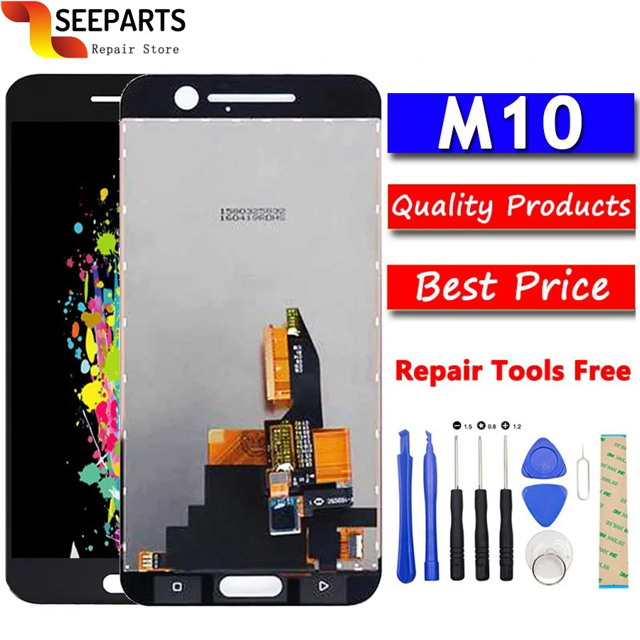 

100% Tested New LCD For HTC 10 M10 LCD Display Touch Screen Digitizer Assembly With Frame Replacement For 5.2" HTC M10 LCD