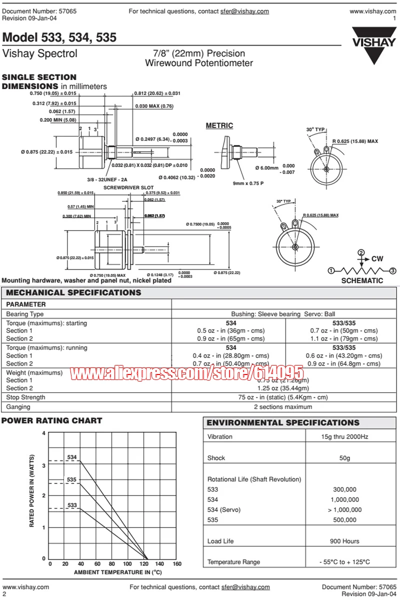 1 шт. для Vishay spectrol 534-1-1 прецизионный многорежильный потенциометр/500 Ом 1k 2k 5K 10k 20K 50K 100K проволочный потенциометр