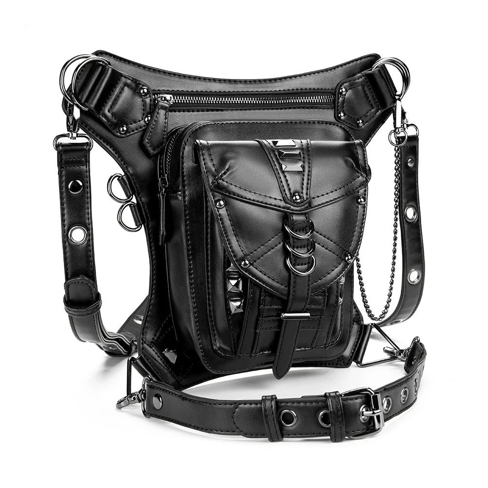 Женская поясная сумка GearDuke, Готическая поясная сумка, мотоциклетная хип-ножная сумка, стимпанк кобура, сумка на плечо, мужская сумка из искусственной кожи, сумки через плечо
