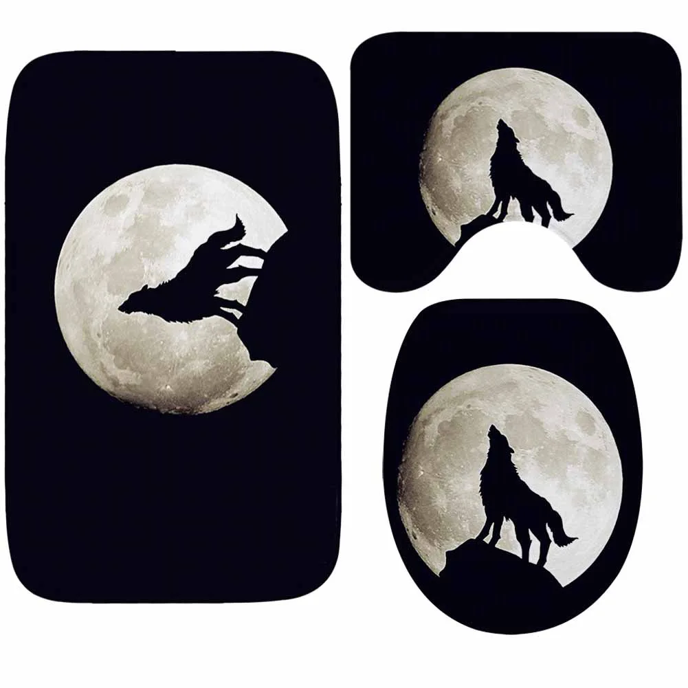 Коврик для ванной Zeegle Wolf с принтом нескользящий коврик туалета мягкий напольный