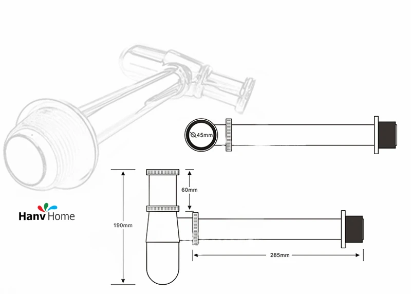 Хромированная бутылка P-Trap отходы ванной бассейна СТОК ТРУБЫ Регулируемая высота и выход