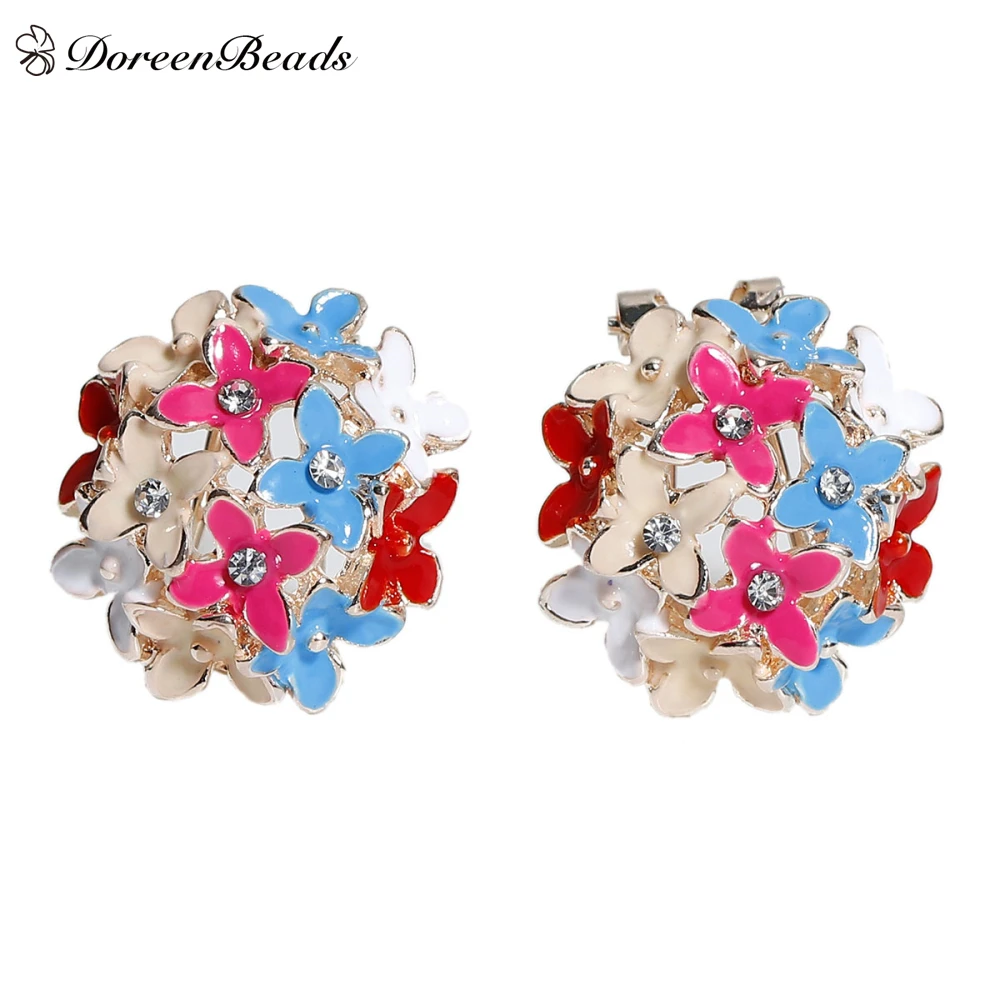 Серьги с цветами DoreenBeads корейские серьги золотого цвета четырьмя линиями и