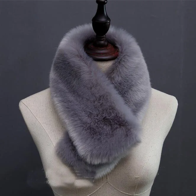 Зимний женский шарф из искусственного меха имитация лисьего теплые накидки