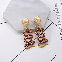 2019 new fashion big pearl colorful flower snake long earrings for women