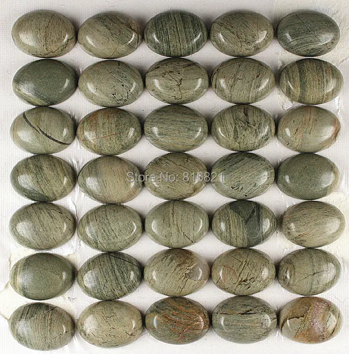 

( 12 Pieces/lot) 13x18mm Bamboo stone Dome Oval Cabochon Natural stone Flat Back cabochons Undrilled