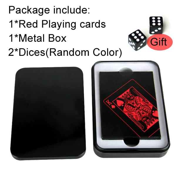 Red Box 2Dices Однослойный покерный водонепроницаемый пластиковый ПВХ Набор Игральных Карт черный цвет наборы карт для покера классические фокусы инструмент для игры в покер GYH - Цвет: Red Box 2Dices