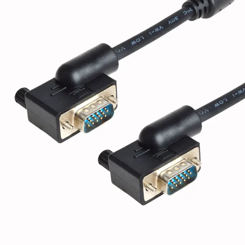(200 шт./лот) Кабели VGA кабель 15pin 3 + 6 1 5 м 10 дизайн под углом 90 градусов прямой угол