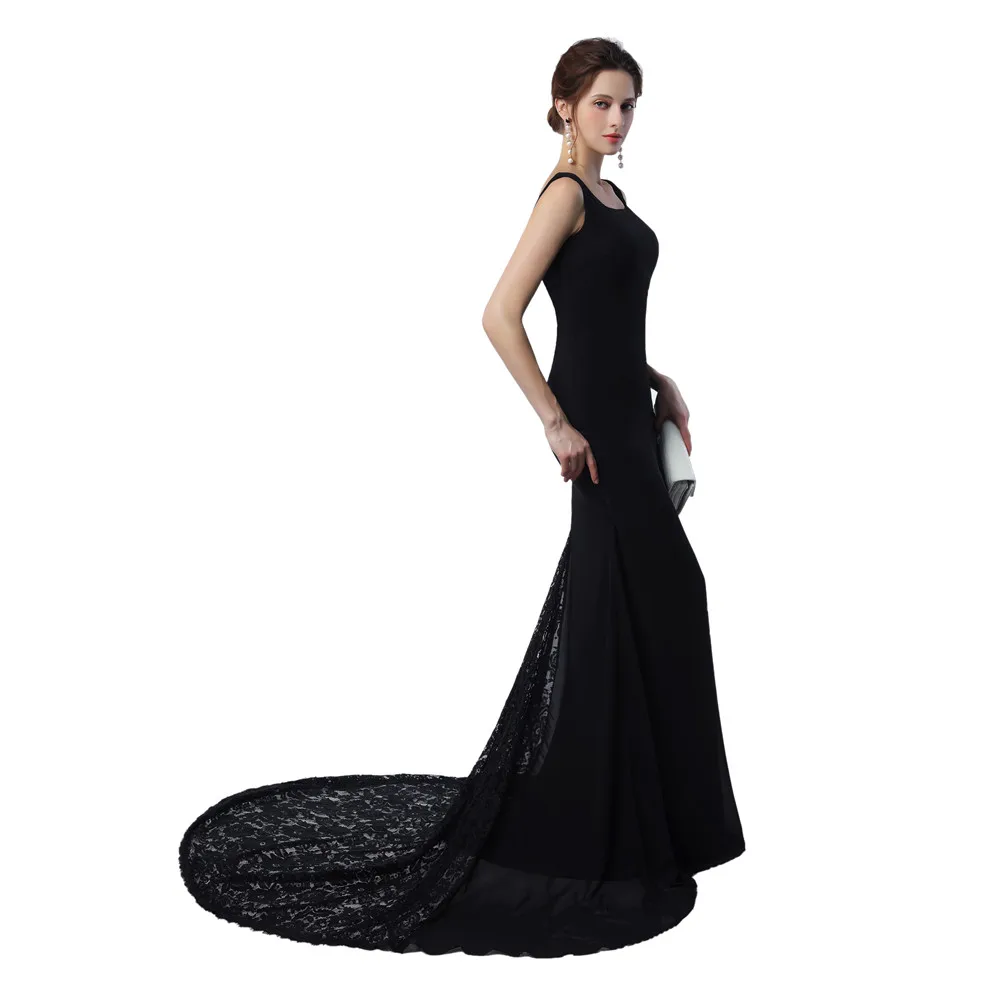 Женское вечернее платье Vestido Longo De Festa Para Casamento 2020 черное шифоновое длинное с