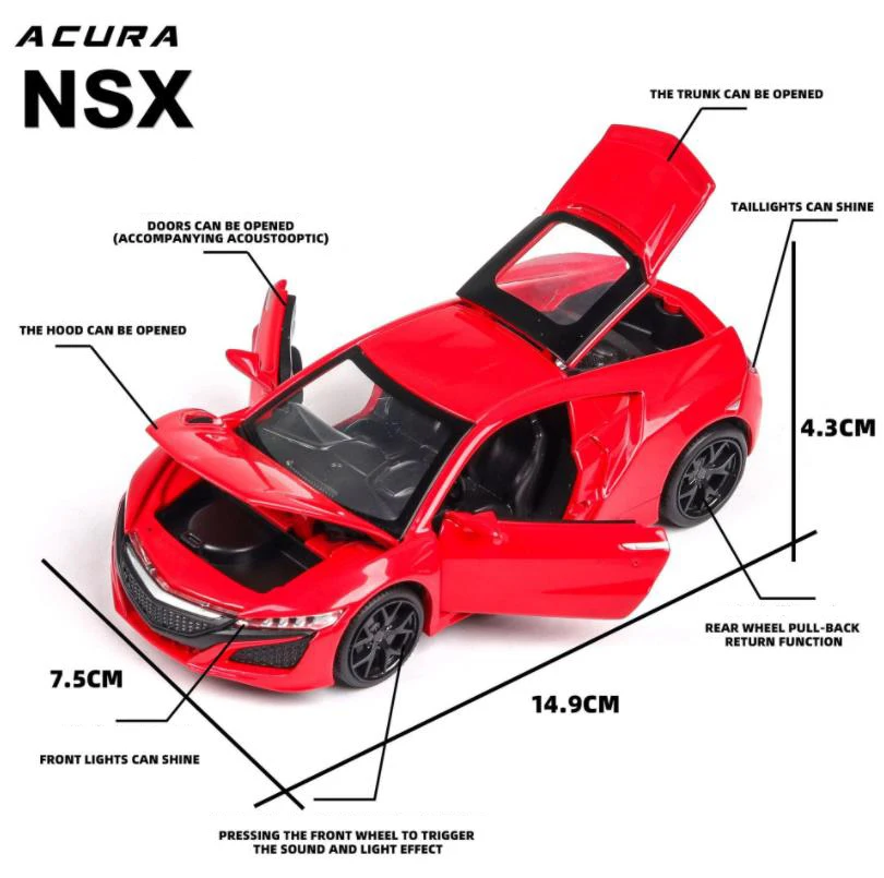 1:32 классический Acura NSX Литые и игрушечные автомобили модель автомобиля со звуком