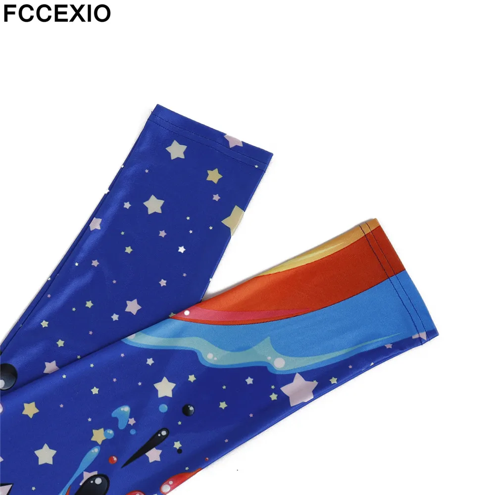 Женские леггинсы для фитнеса FCCEXIO эластичные с принтом единорога большие размеры