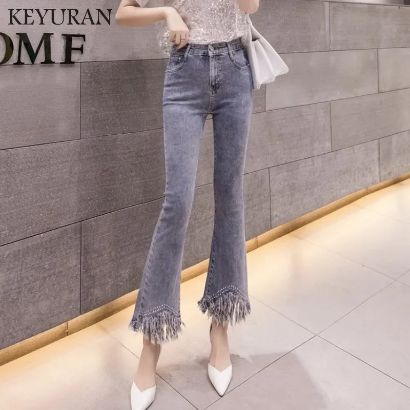 Женские эластичные джинсовые брюки винтажные облегающие с высокой талией