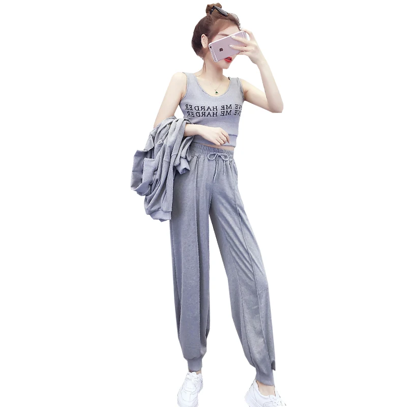 Спортивный костюм женский свободный Корейский жилет на подтяжках для отдыха